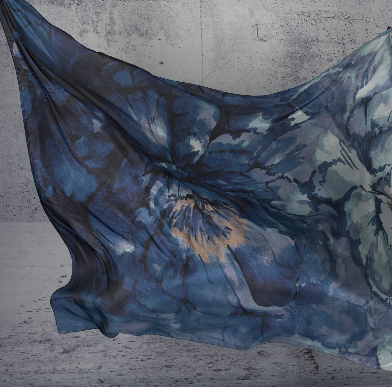 Blue Rose Silk Scarf