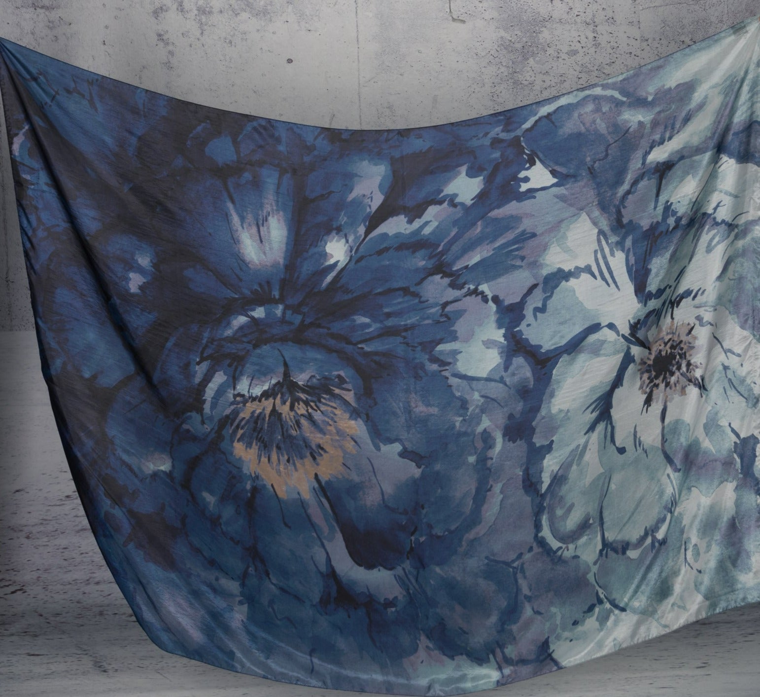 Blue Rose Silk Scarf