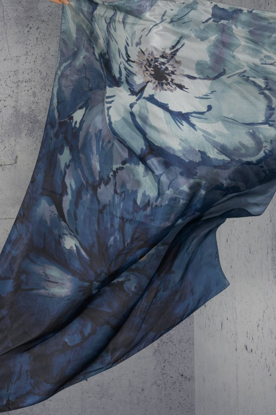 Blue Rose Silk Scarf