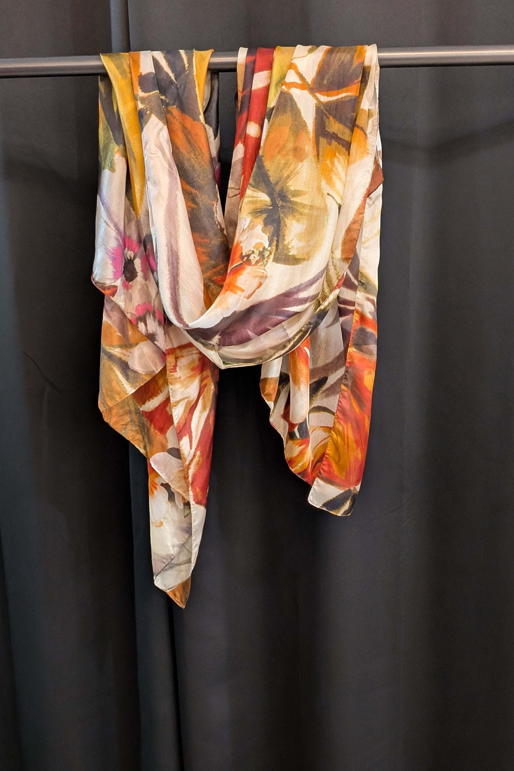 Italian Silk Flowers Scarf