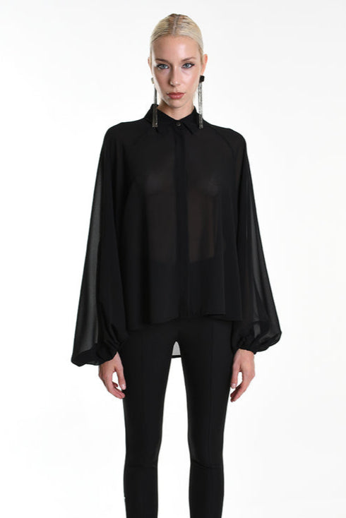 Sheer, classy, balloon sleeves shirt