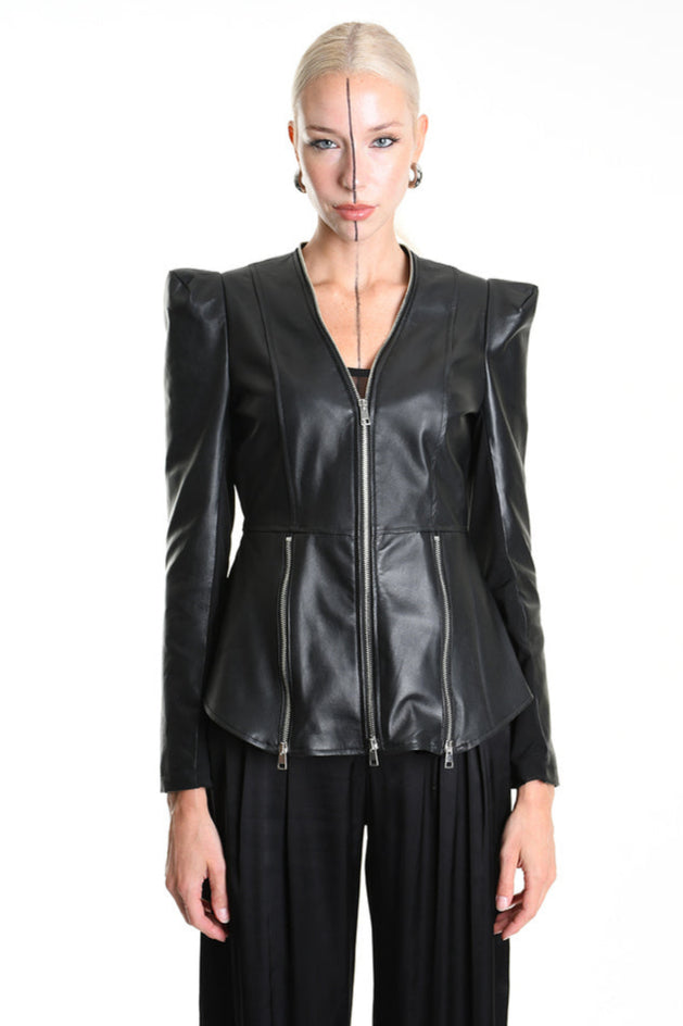 La Haine multi-zippers, high shoulders, Avant Garde leather jacket