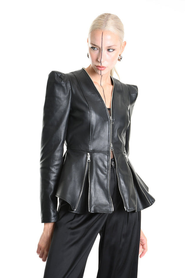 La Haine multi-zippers, high shoulders, Avant Garde leather jacket