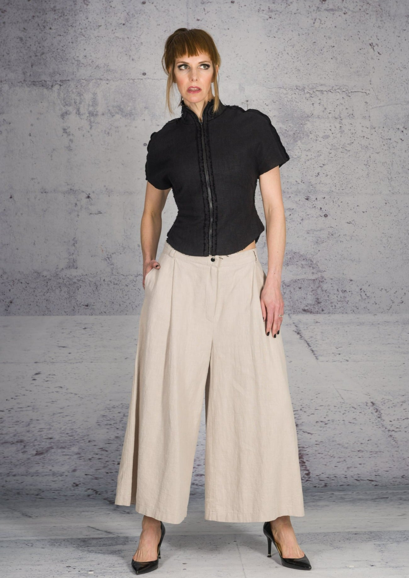 Link Croatia Cliff Wide Leg Linen Pants 