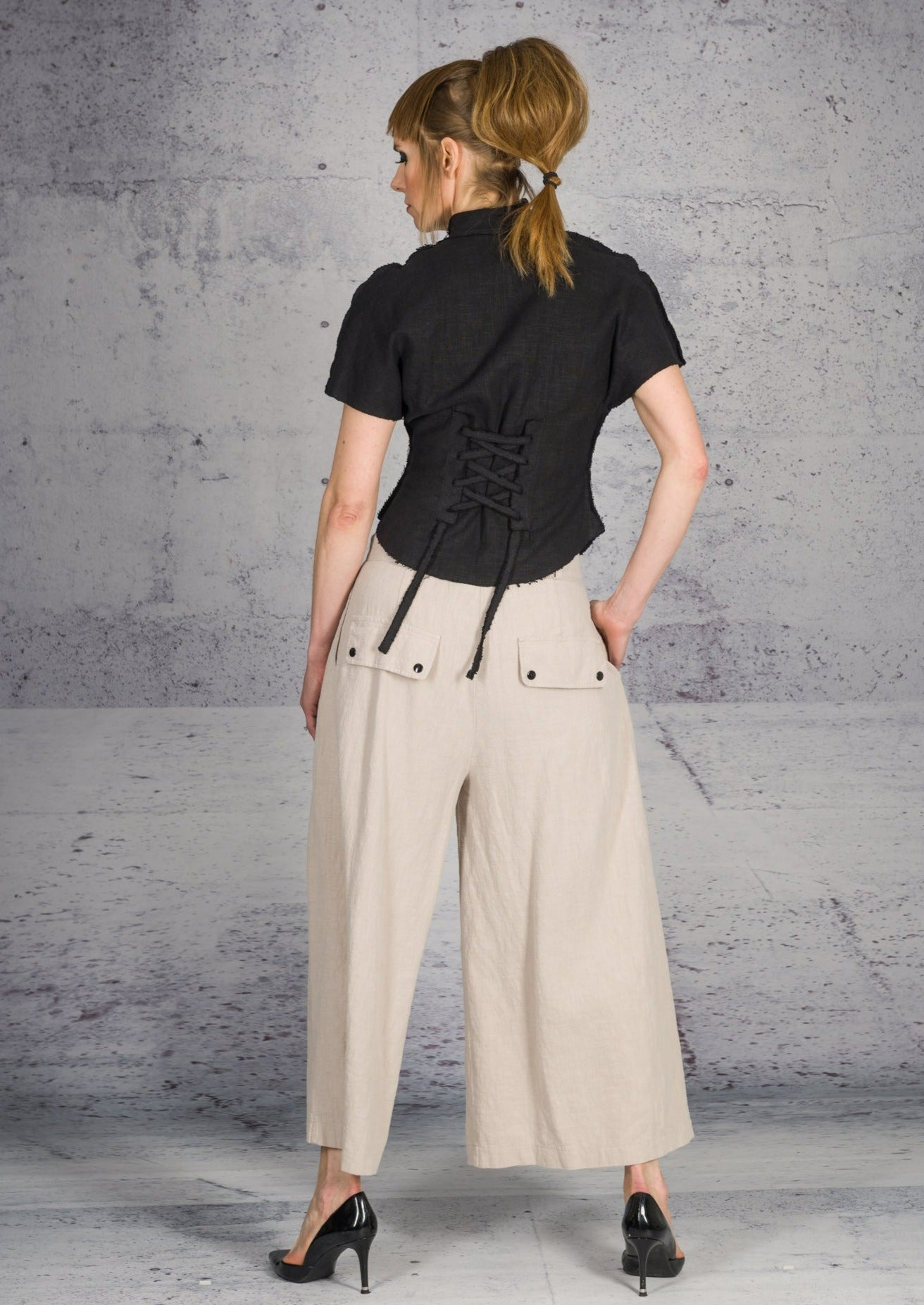 Link Croatia Cliff Wide Leg Linen Pants 